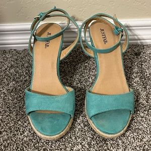 Teal justfab wedge sandal